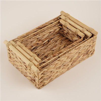 Корзины для хранения SL Home, плетёные, ручной работы, 3 шт., 27×16×9 см, 31×20×12 см, 35×24×13 см