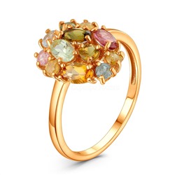 Серьги из золочёного серебра с турмалином мульти 925 пробы 2-472з428