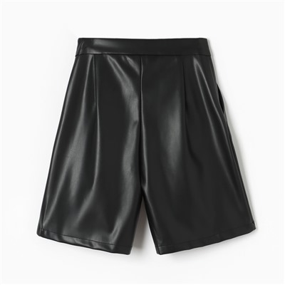 Шорты женские кожаные MIST Base, размер 46, чёрные