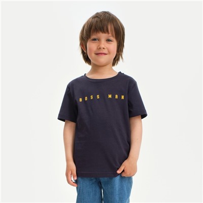 Футболка детская KAFTAN «Boss man» размер 28 (86-92), серый