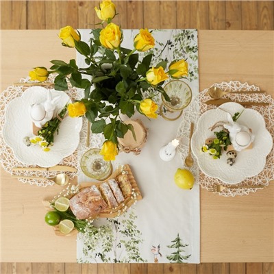 Дорожка на стол Этель «Лесная сказка» 40×149 см, 100% хлопок, саржа 190 г/м², белая