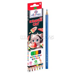 Карандаши цветные 6 цв. "Kawaii Cat" М, диаметр грифеля 2,65 мм, шестигранные, в картонной коробке