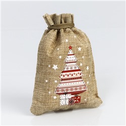 Мешочек новогодний подарочный с термонаклейкой «Подарки», 13×18 см ± 1.5 см