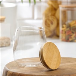 Банка стеклянная для сыпучих продуктов с бамбуковой крышкой BellaTenero «Эко», 750 мл, 11×12.5 см