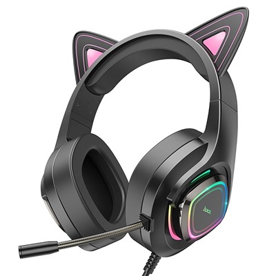 Компьютерная гарнитура Hoco W107 Cute cat (повр. уп.) (purple)
