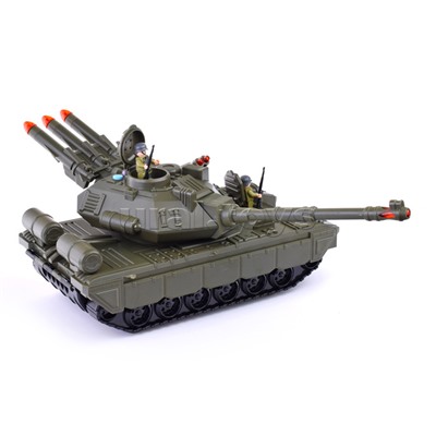 Танк XZ-697 с набором машин, на батарейках, в коробке