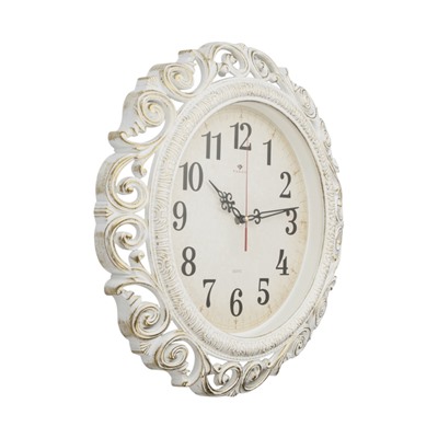 Часы настенные интерьерные «Хостон», бесшумные, плавный ход, d=40.5 см, циферблат d=26 см, белые, золотистые