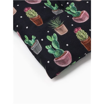 Подушка на стул «Этель» Succulents, 42×42 см, чёрная