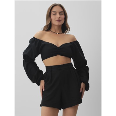 Кроп-топ с длинными рукавами MIST, черный, р-р XS