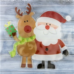 Наклейка на стекло «Дед Мороз с оленем», 16.5×16.5 см
