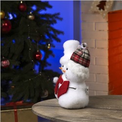 Светодиодная фигура «Снеговики» 22×22×12 см, флок, батарейки CR2032×2 (не в комплекте), свечение тёплое белое