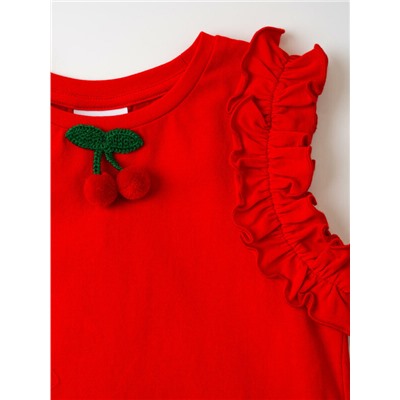 Комплект трикотажный для девочек: джемпер (футболка без рукавов), юбка-шорты