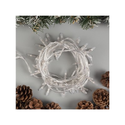 Гирлянда «Нить» 10 м с насадками «Игла», IP20, прозрачная нить, 100 LED, свечение мульти, 8 режимов, 220 В