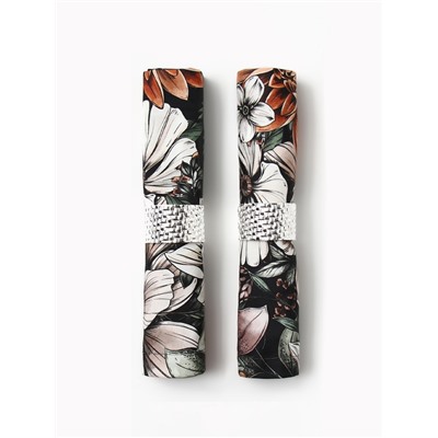 Набор салфеток с декоративными кольцами «Этель» Meadow flower, 40×40 см - 2 шт., 100% хлопок, саржа