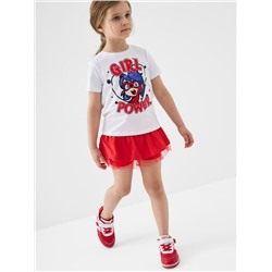 Комплект трикотажный для девочек: фуфайка (футболка), юбка-шорты