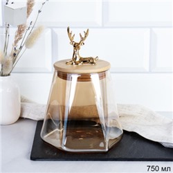 Банка для сыпучих бамбуковая крышка с фигуркой 800 мл 13х11 см / 9860 /уп 48/ новогодняя