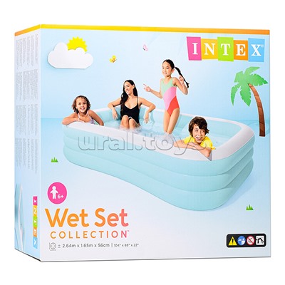 Бассейн надувной семейный "Swim Center" с сиденьями и подстаканниками, 264х165х56см, от 6 лет, 58497NP INTEX