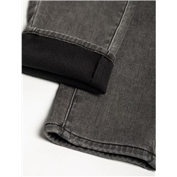 Джинсы mom-fit из эластичного денима на флисе