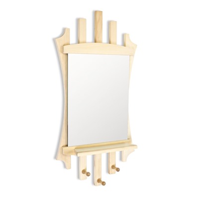 Зеркало для бани и сауны «Лесенка», 75×40 см, с полкой, 3 крючка