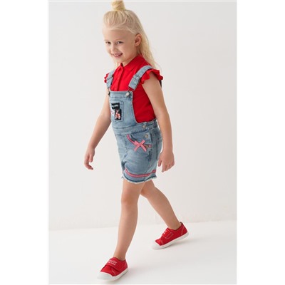 Полукомбинезон текстильный джинсовый для девочек PLAYTODAY, 1240247