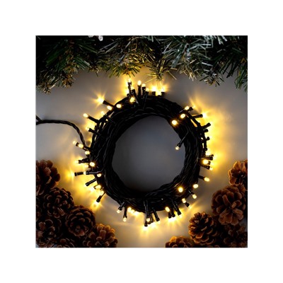 Гирлянда «Нить» 10 м, IP44, тёмная нить, 100 LED, свечение тёплое белое, 8 режимов, 220 В