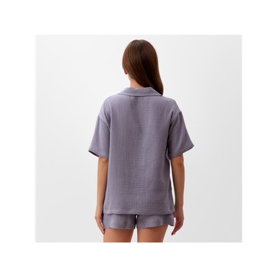 Пижама женская (рубашка, шорты) KAFTAN Basic, размер 48-50, серая