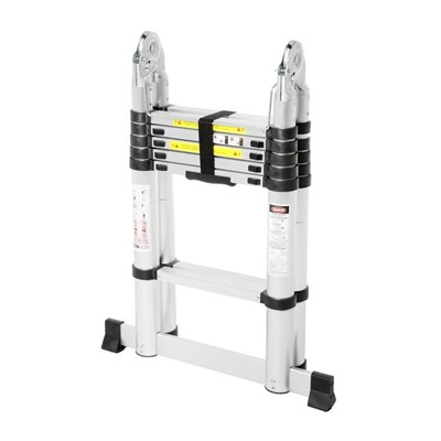 Стремянка-лестница телескопическая ТУНДРА, раскладная, алюминиевая, 1.9×1.9 м