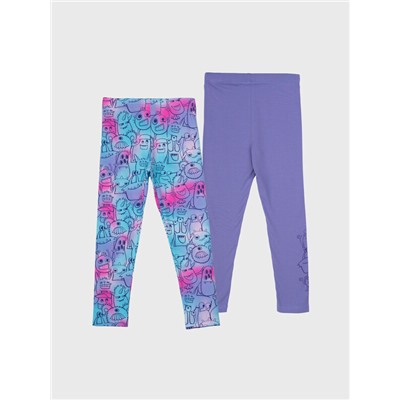 Брюки трикотажные для девочек (легинсы), 2 пары в комплекте