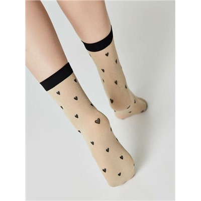 Полиамидные CONTE FANTASY Сияющие носки с объемными рисунками «Hearts»