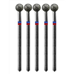 MANITA Фреза алмазная шар для аппаратного маникюра 866.104.001.048.050 ФАШ-5,0MC, сине-красные насечки, ø 5 мм, 5 шт. 28354