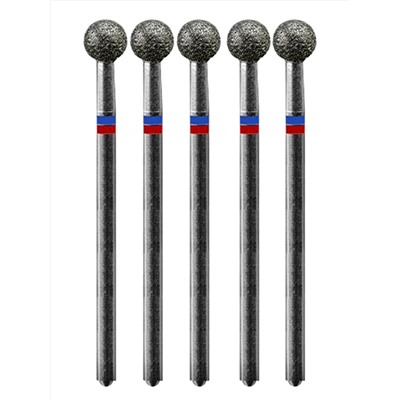 MANITA Фреза алмазная шар для аппаратного маникюра 866.104.001.048.050 ФАШ-5,0MC, сине-красные насечки, ø 5 мм, 5 шт. 28354