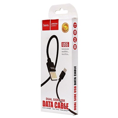 Кабель USB - Apple lightning Hoco U55 Outstanding (повр. уп) 12W 120см 2,4A  (black)