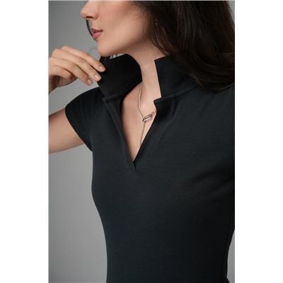 Женское платье-поло в рубчик Happyfox