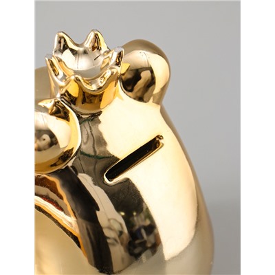 УЦЕНКА Копилка керамика «Золотая лягушка в короне» 12×10.5×15 см