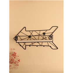 Вешалка настенная с полкой 26×9 см «Стрелка», крючки декоративные, с подсветкой, 5 крючков, чёрная