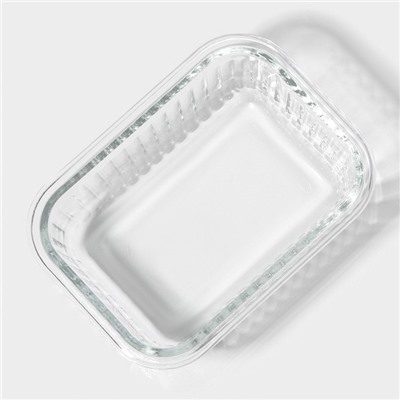 Контейнер для еды Доляна Basic, 370 мл, 14.5×10.5×5.5 см, прямоугольный, жаропрочного стекло, прозрачный