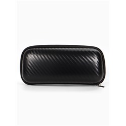 Футляр для очков, искусственная кожа, на молнии, длина 16 см, чёрный