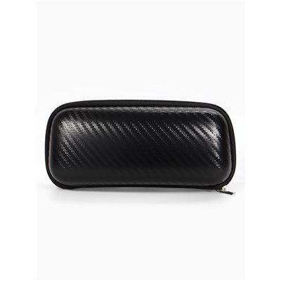 Футляр для очков, искусственная кожа, на молнии, длина 16 см, чёрный