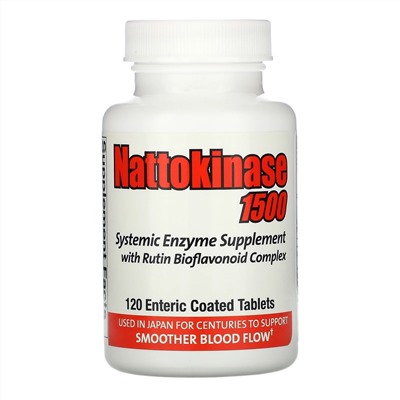Naturally Vitamins, Наттокиназа 1500, системная ферментная добавка, 120 таблеток с кишечнорастворимой оболочкой
