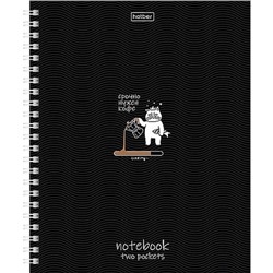 Тетрадь  96л клетка на спирали "Кофейные истории" обложка с карманом (094209) 35446 Хатбер