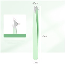 Набор пинцетов для бровей и ресниц 4 шт. в кожаном чехле. Цвет: Мята
