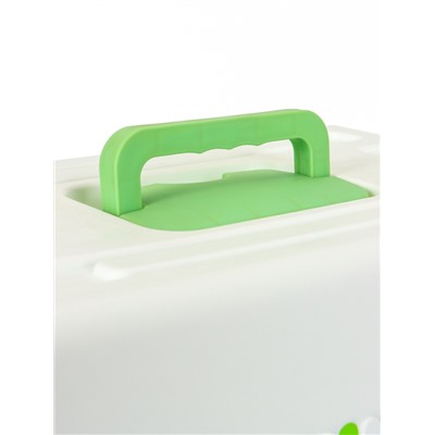 Переноска для животных, 49×31×31 см, с металлической дверью, пластик, белая, зелёная