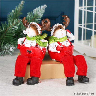 Фигурка Олень висячие ножки 9 см / CHR222 /уп 2/192/Новый год