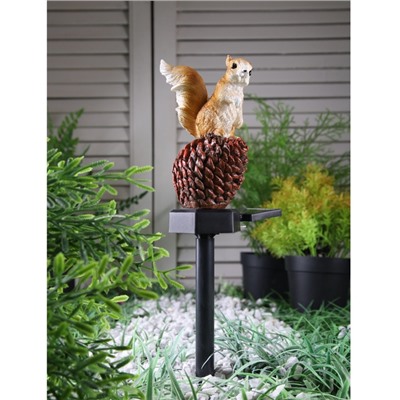 Садовый светильник «Бельчонок», уличный, на солнечной батарее, 41 см, 1 LED, свечение тёплое белое