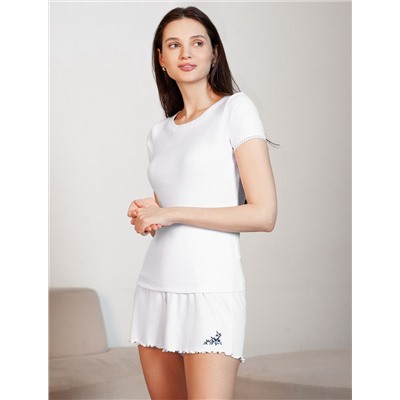 Футболка с круглым вырезом из фактурного трикотажа в рубчик