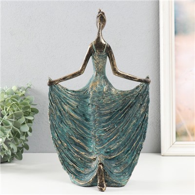 Фигурка полистоун «Танцовщица в зелёно-голубом платье. Балеро» под металл, 18.6×9.6×31.6 см