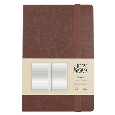 Блокнот А6-  96л линия "Joy Book. Брауни" на резинке,карман, кожзам БДБЛ6964523 Listoff