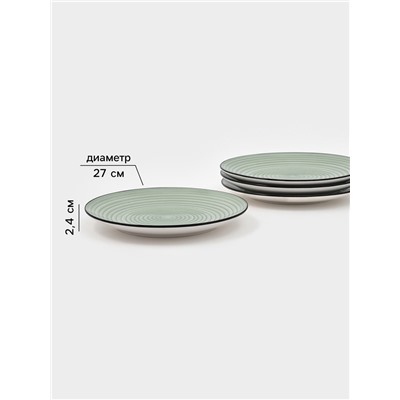Набор тарелок Доляна Nature, 4 шт., d=27 см, керамика, зелёные