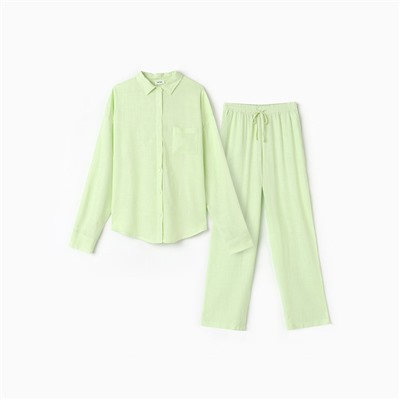 Пижама женская (рубашка, брюки) KAFTAN Lime series, размер 44-46