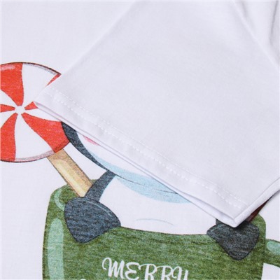 Пижама новогодняя женская (футболка, шорты) Tusi, белая, зелёная, размер 50